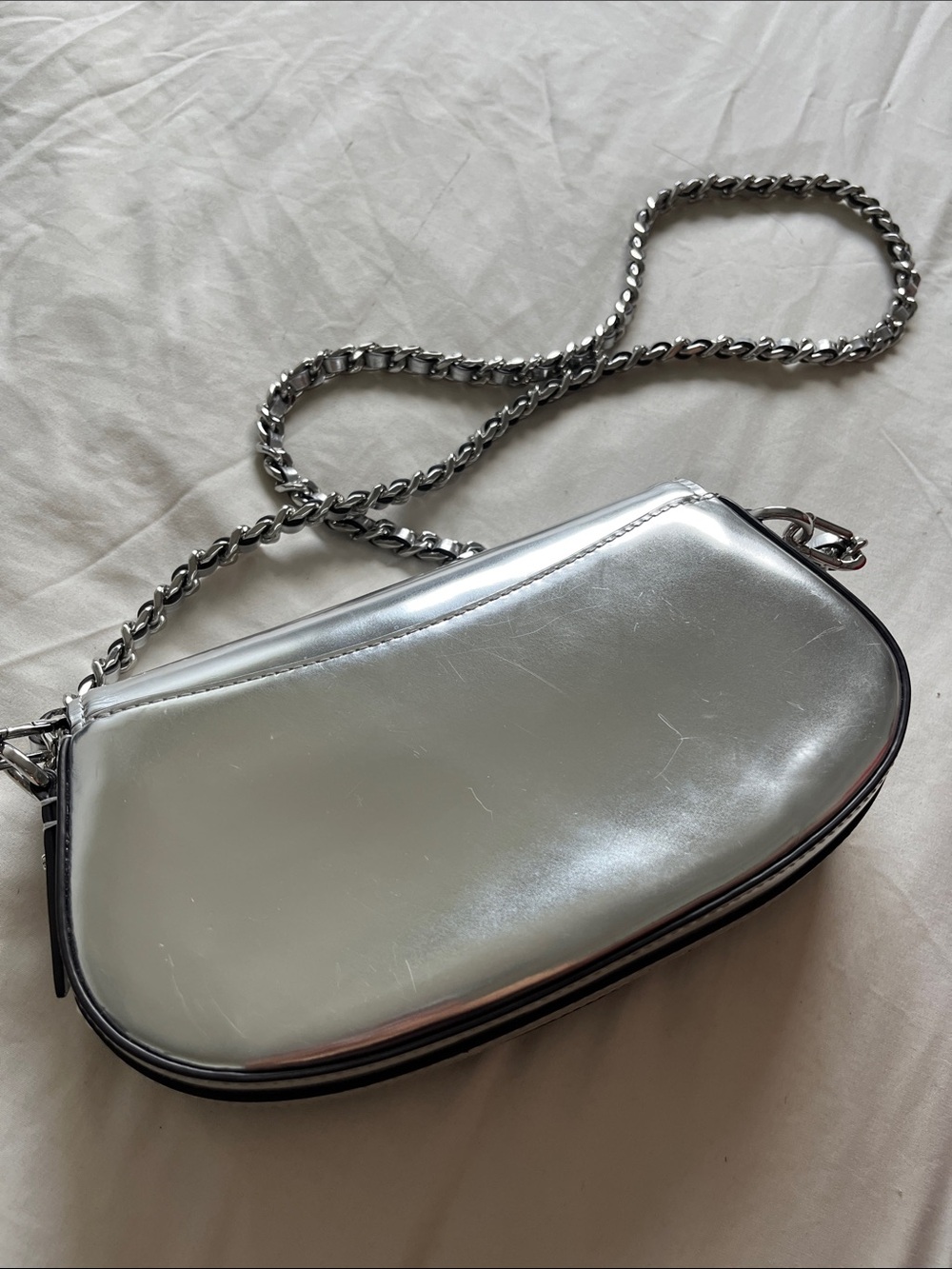 Michael Kors Silver Metallic Chain Crossbody Bag - Picture 4 of 11